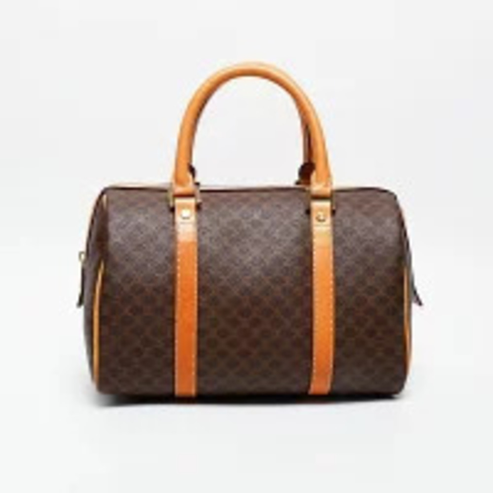Celine Macadam Handbag Boston Bag Brown